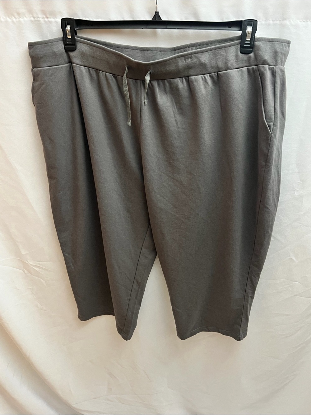 Women’s Gray Cotton Capri Pants 4X Plus Size Drawstring Pockets